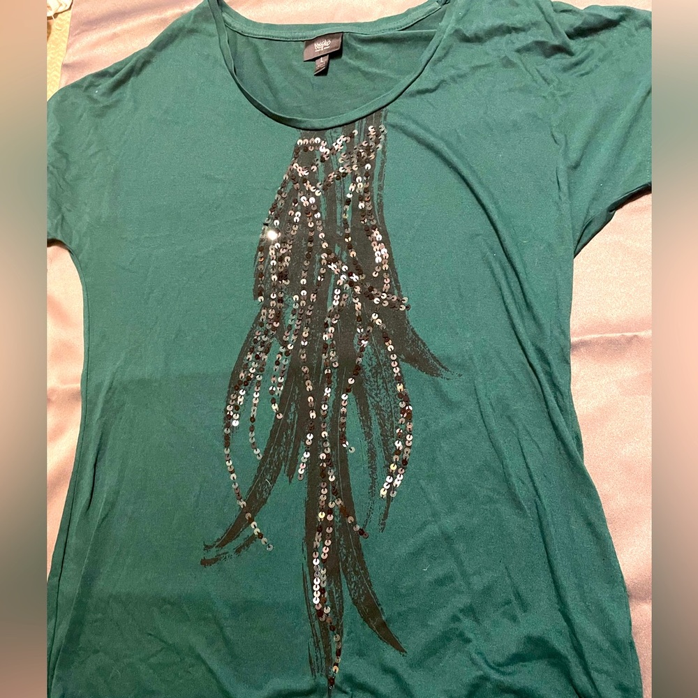 Dark green blouse, short sleeve